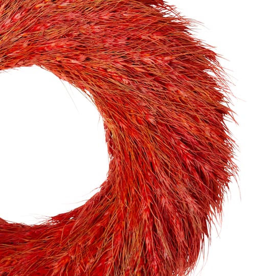 16" Red & Orange Ears of Wheat Fall Harvest Wreath